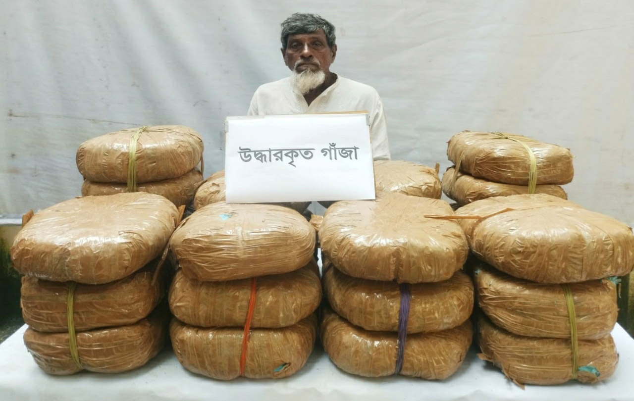 চাঁদপুরে ফরিদগঞ্জ উপজেলায় ৫২ কেজি গাঁজাসহ এক কারবারি আটক - ২৫ অক্টোবর ২০২৫